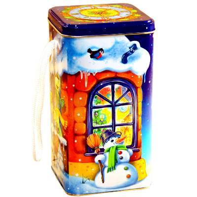 Сладкий подарок на Новый Год в жестяной упаковке весом 550 грамм